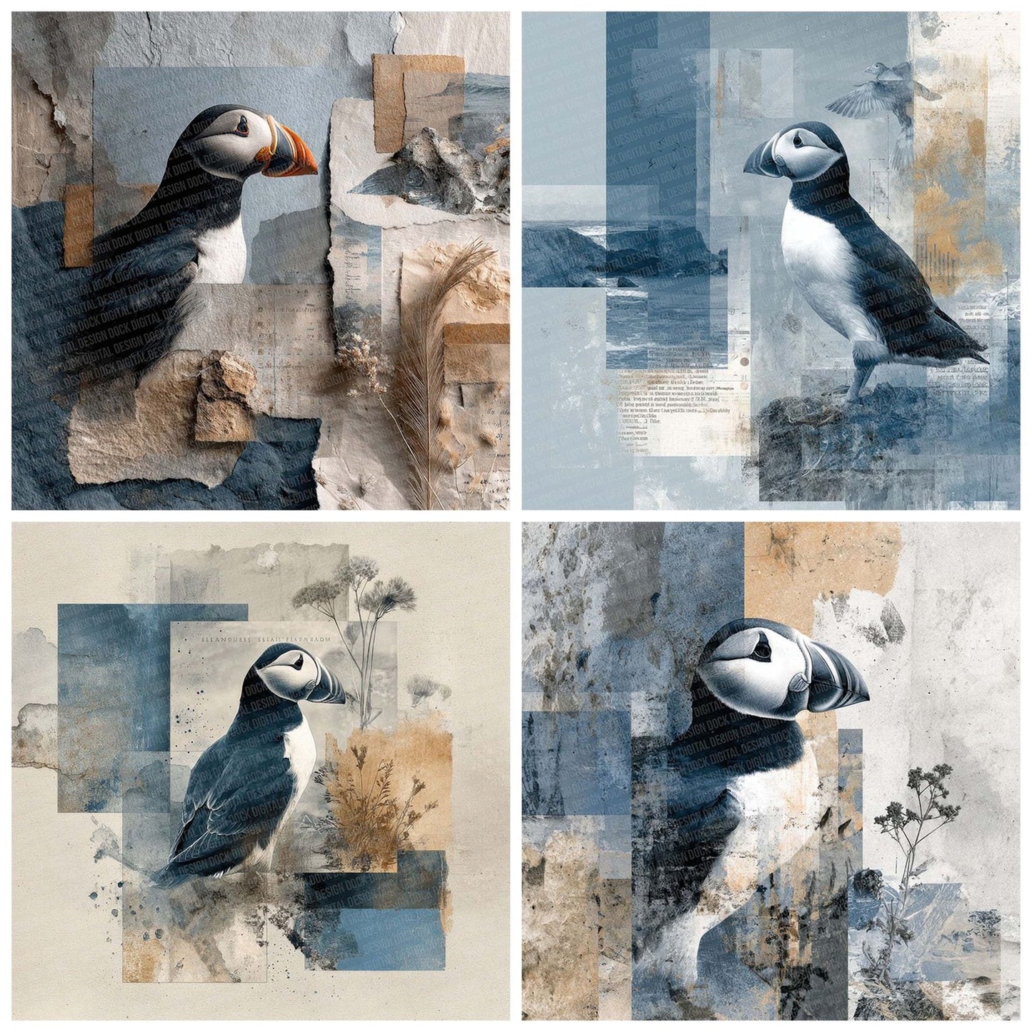 Puffin Coastal Moodboard Digital Paper Pack (DDD003096)