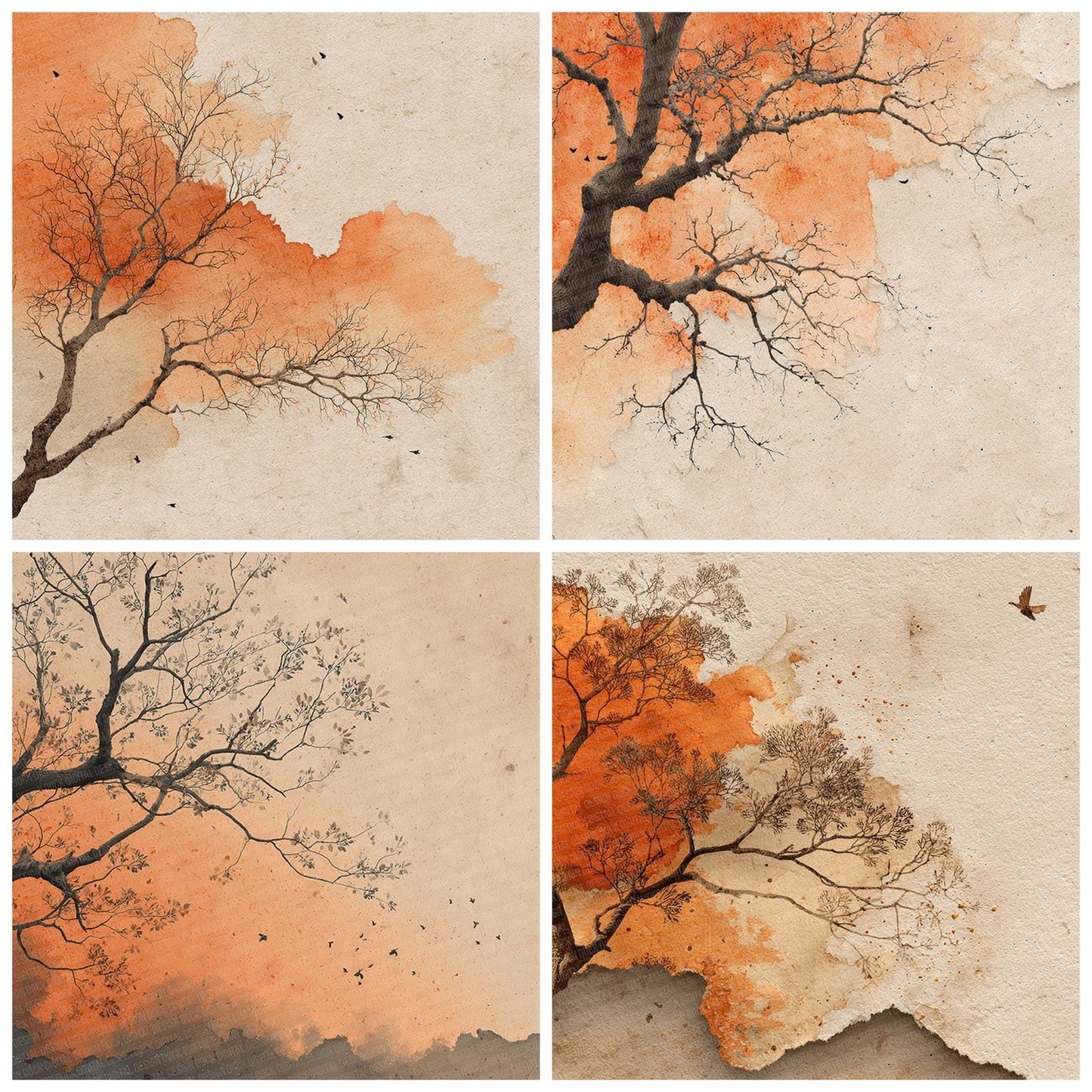Pumpkin Branch Autumn Fade Digital Paper Pack (DDD003099)