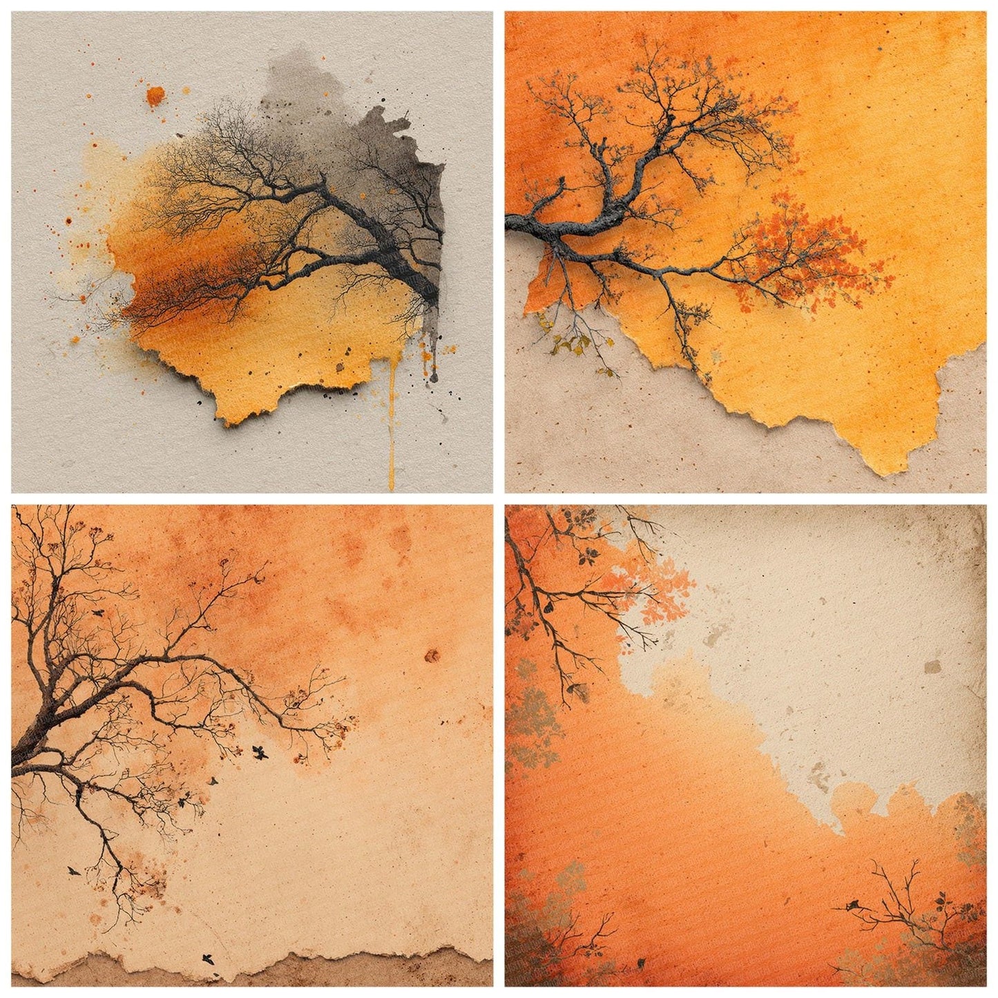 Pumpkin Branch Autumn Fade Digital Paper Pack (DDD003099)