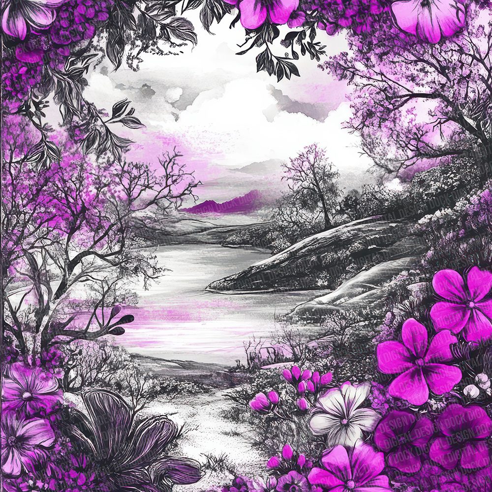 Purple Forest Bloom Digital Paper Pack (DDD003102)