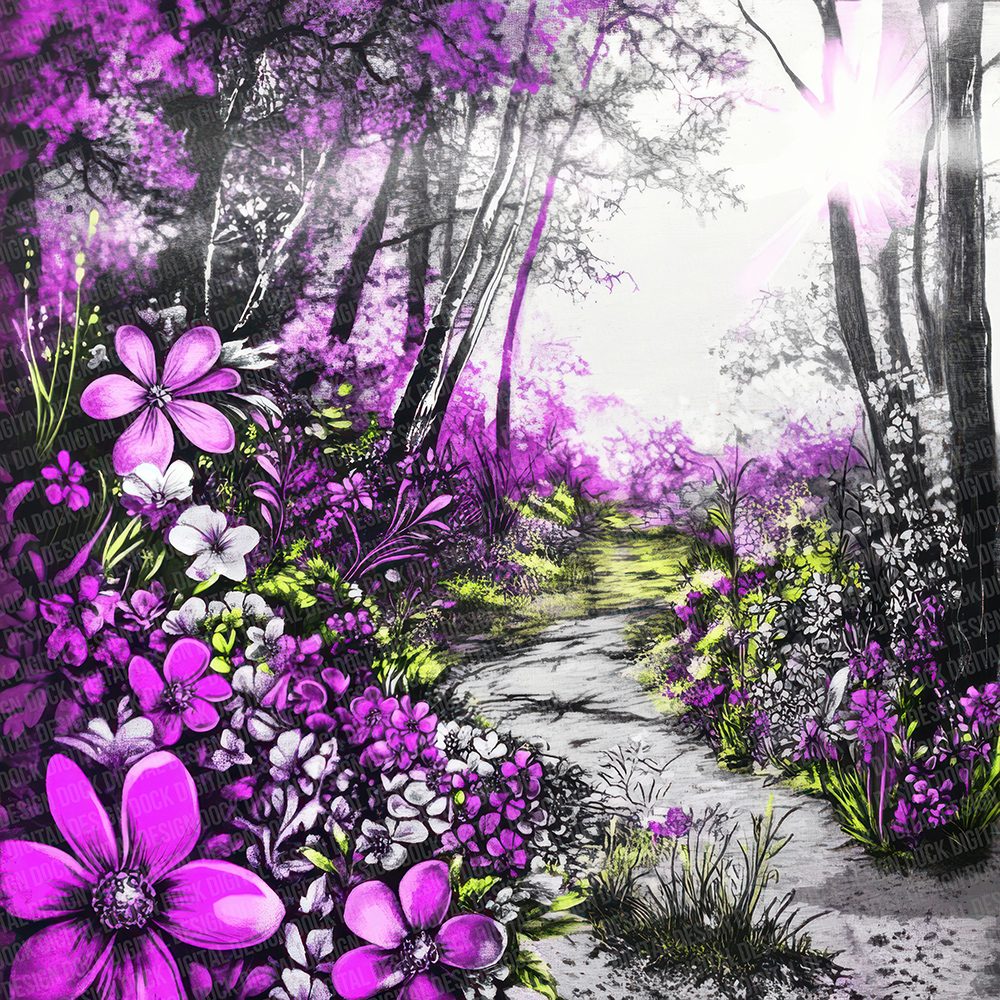 Purple Forest Bloom Digital Paper Pack (DDD003102)