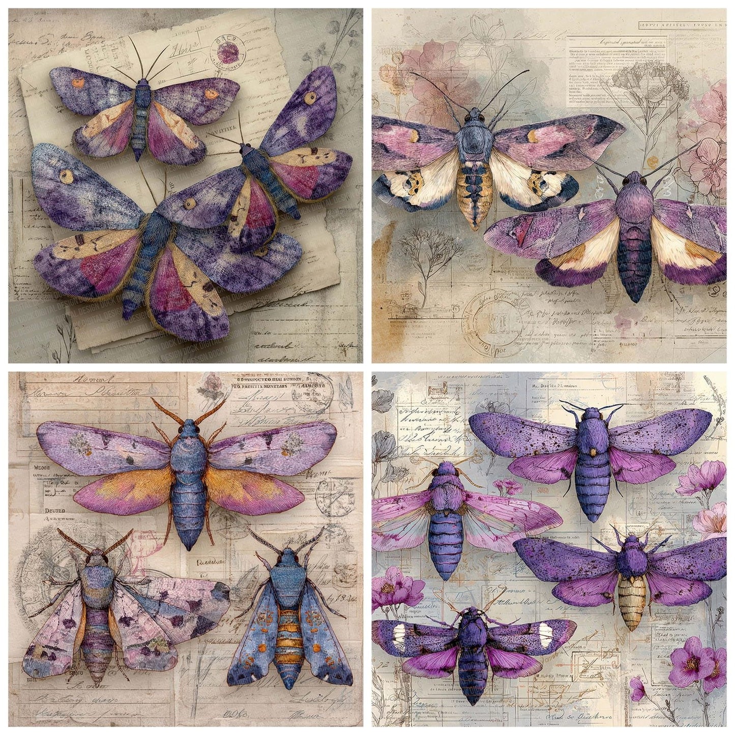 Purple Moth Specimen Digital Paper Pack (DDD007711)