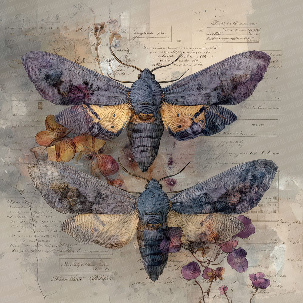 Purple Moth Specimen Digital Paper Pack (DDD007711)