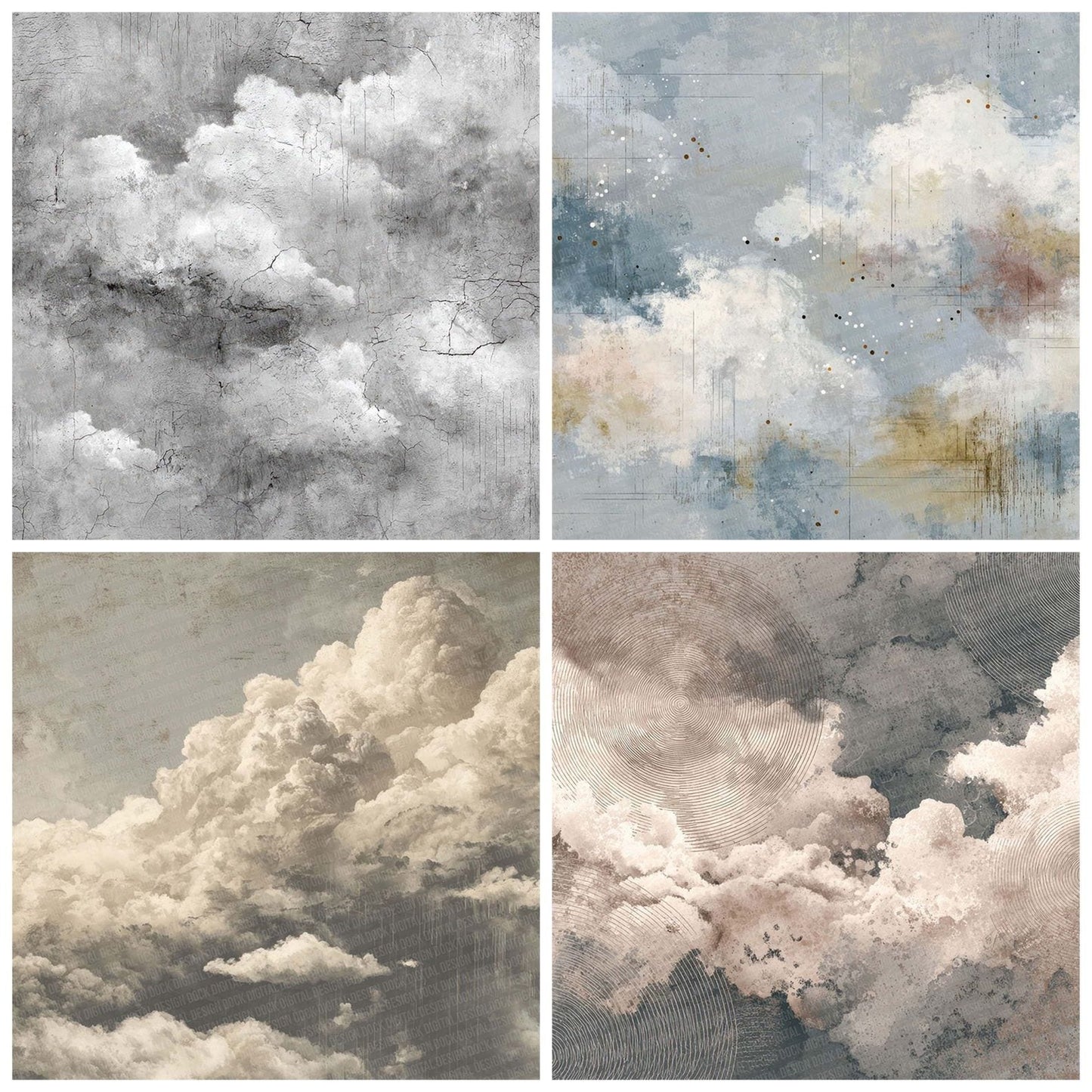 Rain Cloud Weather Notes Digital Paper Pack (DDD003121)