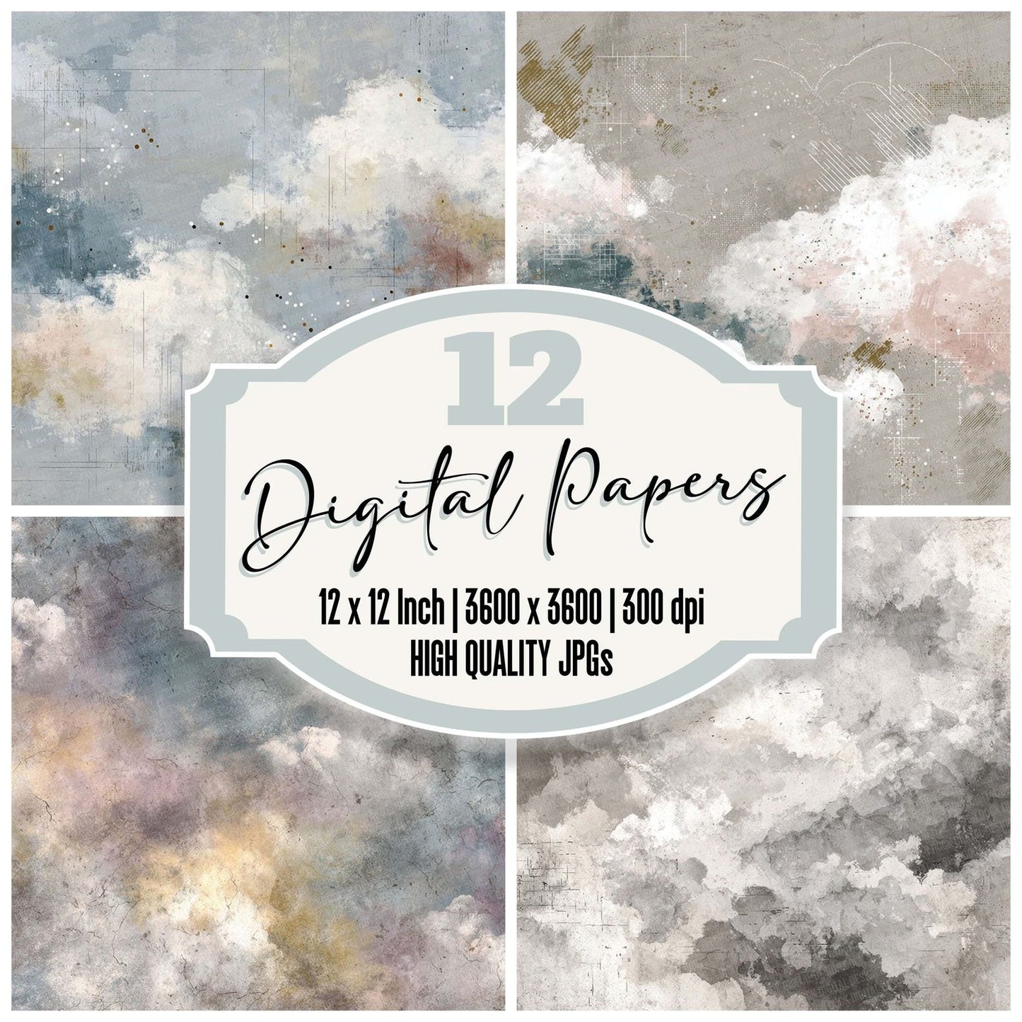 Rain Cloud Weather Notes Digital Paper Pack (DDD003121)