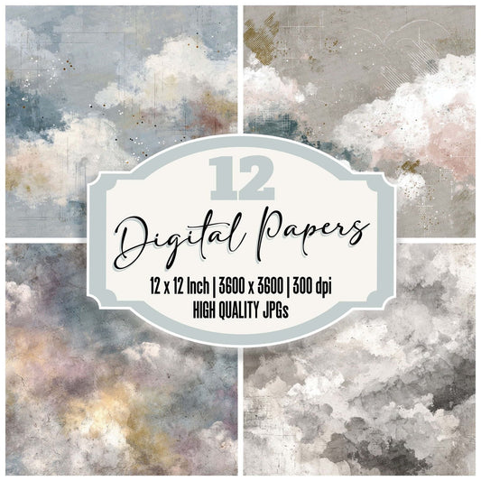 Rain Cloud Weather Notes Digital Paper Pack (DDD003121)