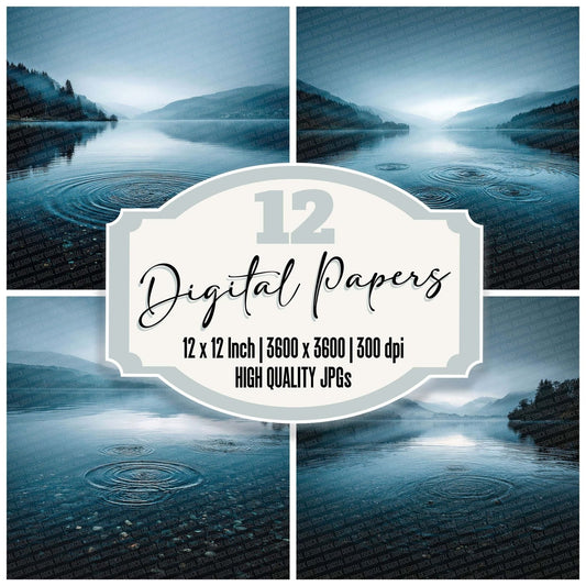 Rain Lake Ripples Digital Paper Pack (DDD003122)