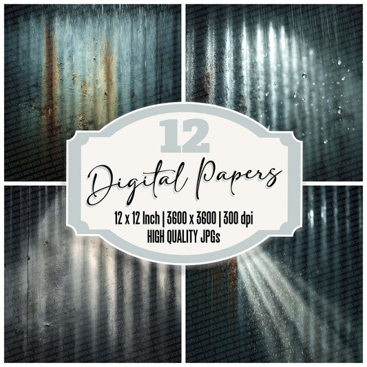Rain On Metal Digital Paper Pack (DDD003123)