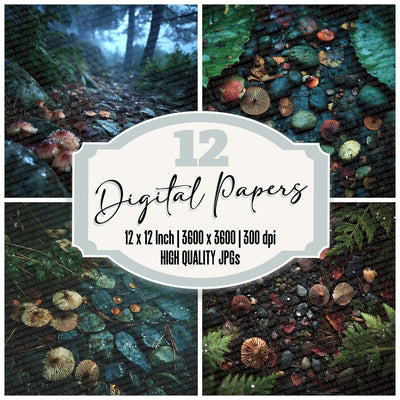 Rain Soaked Earth digital paper pack cover showing four of the 12 papers