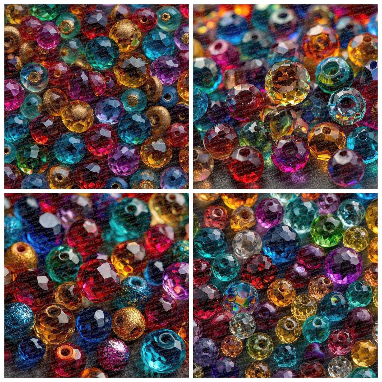 Rainbow Bead Texture Digital Paper Pack (DDD003130)