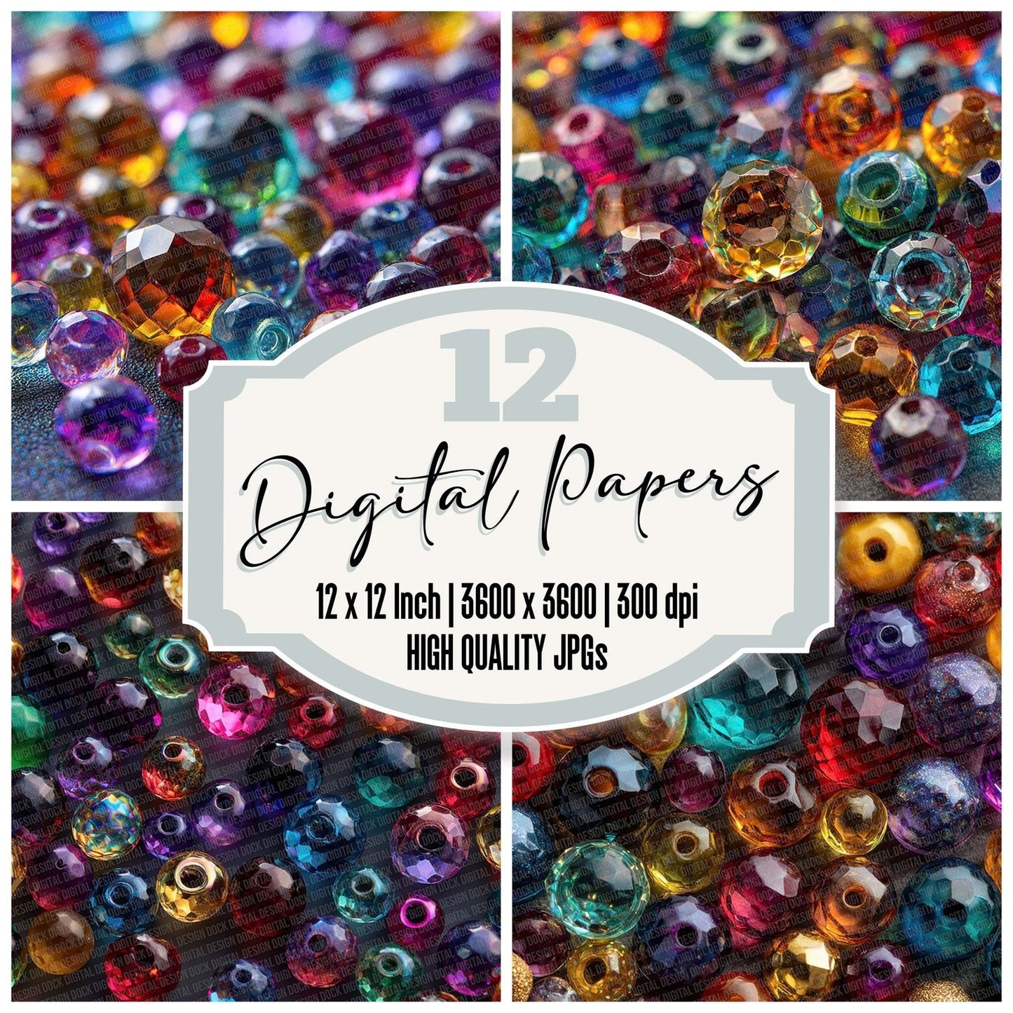 Rainbow Bead Texture Digital Paper Pack (DDD003130)