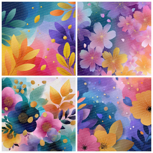 Rainbow Bloom Rainbow Floral Fusion Digital Paper Pack (DDD007713)