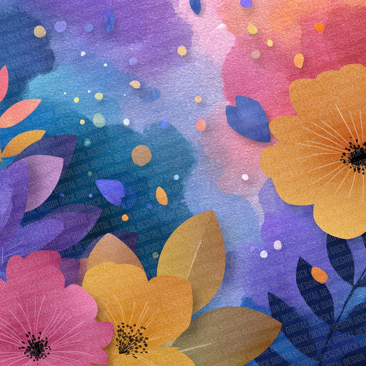 Rainbow Bloom Rainbow Floral Fusion Digital Paper Pack (DDD007713)