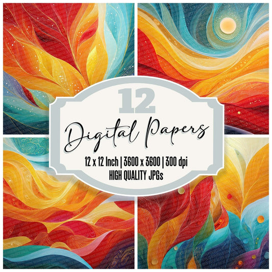 Rainbow Flame Flow Digital Paper Pack (DDD003141)