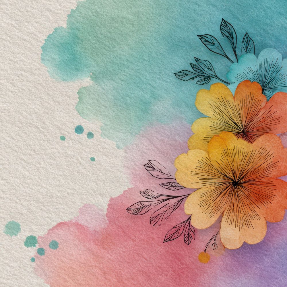 Rainbow Floral Wash Background Digital Paper Pack (DDD007762)