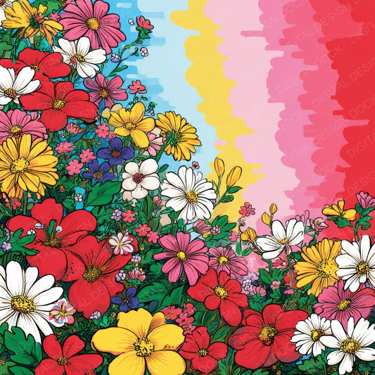 Rainbow Florals Digital Paper Pack (DDD003142)