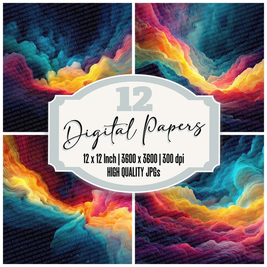 Rainbow Flow Drift Digital Paper Pack (DDD003143)