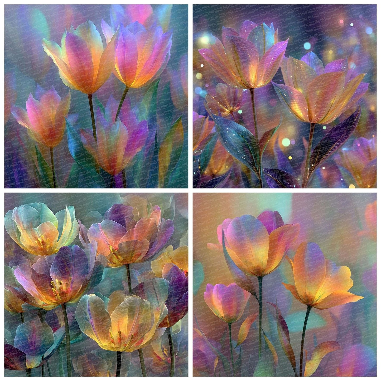 Rainbow Garden Rainbow Floral Fusion Digital Paper Pack (DDD007715)