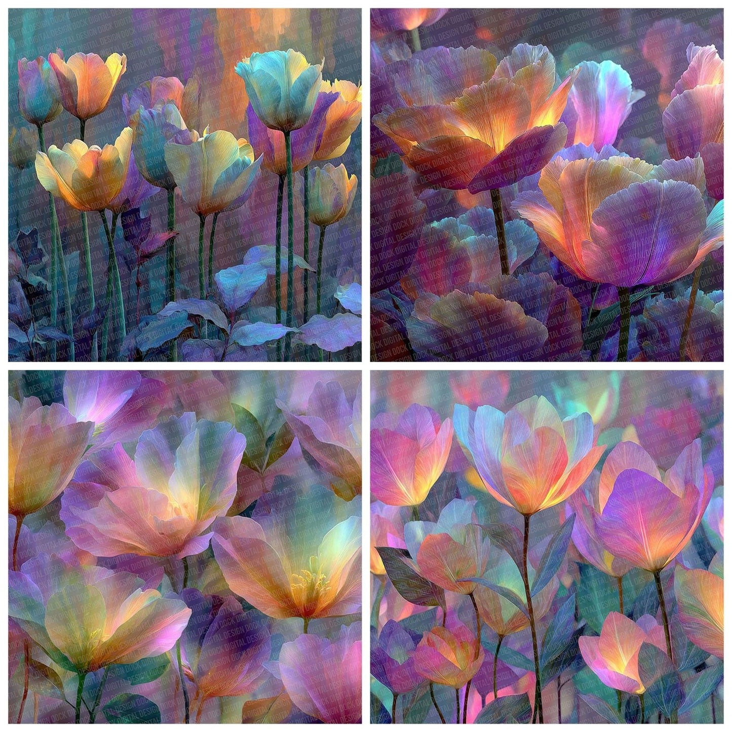 Rainbow Garden Rainbow Floral Fusion Digital Paper Pack (DDD007715)