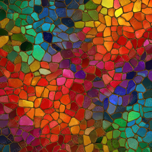 Rainbow Glass Mosaic Digital Paper Pack (DDD008353)