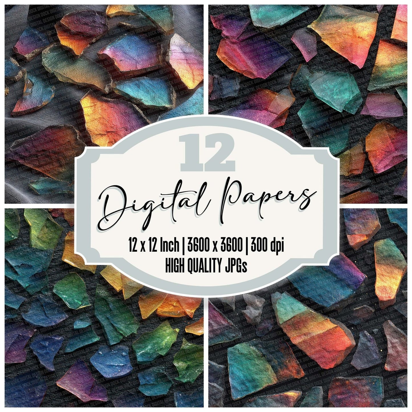 Rainbow Glass Silk Digital Paper Pack (DDD007716)