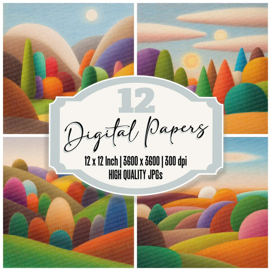 Rainbow Hill Pastels Digital Paper Pack (DDD003145)