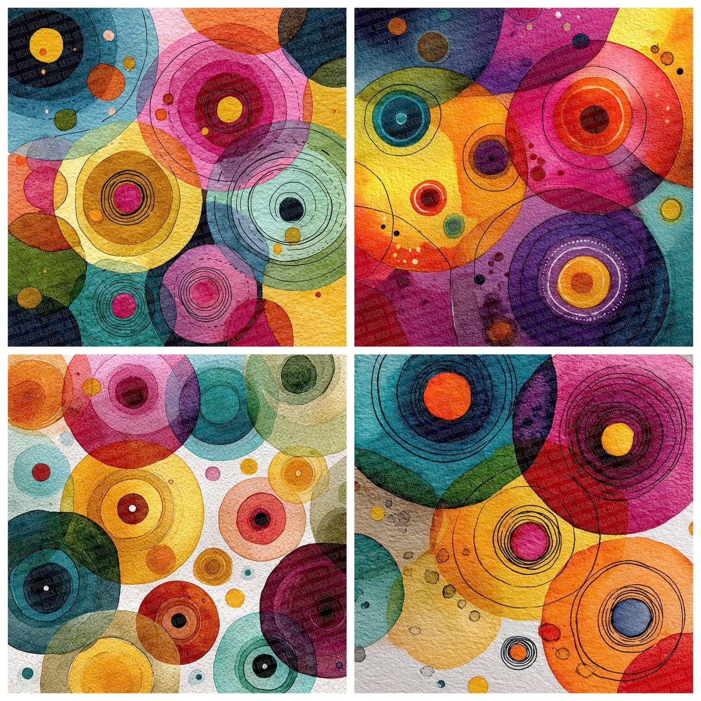 Rainbow Ink Circles Digital Paper Pack (DDD003146)