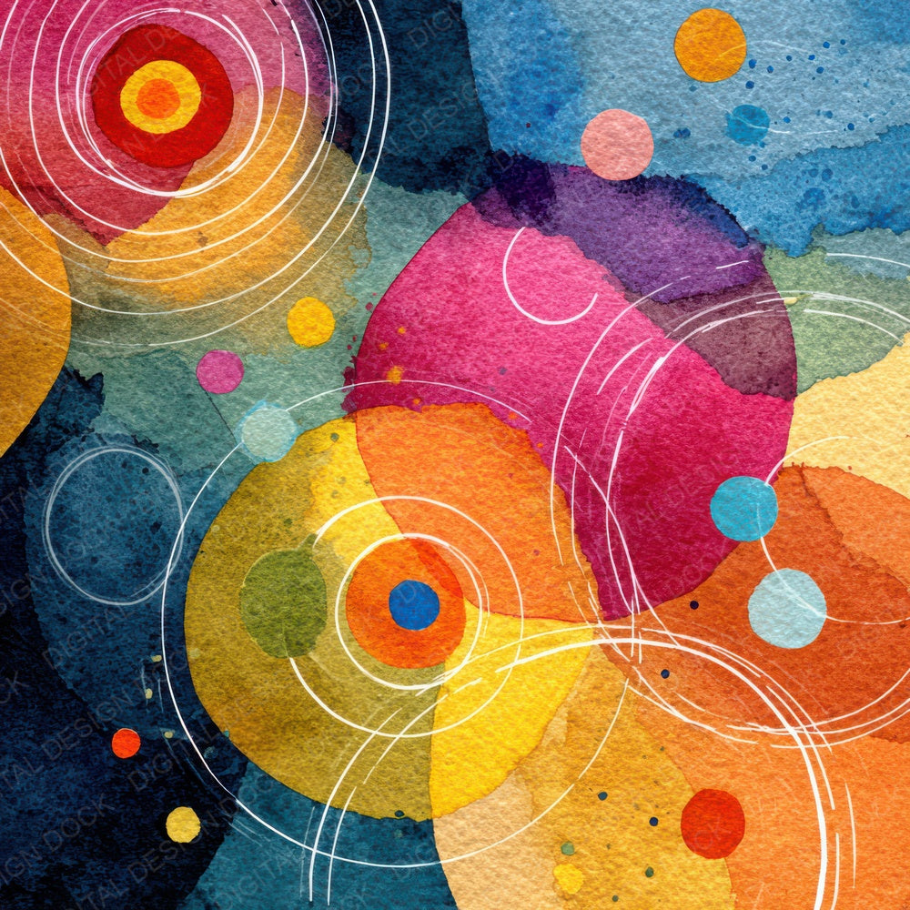 Rainbow Ink Circles Digital Paper Pack (DDD003146)
