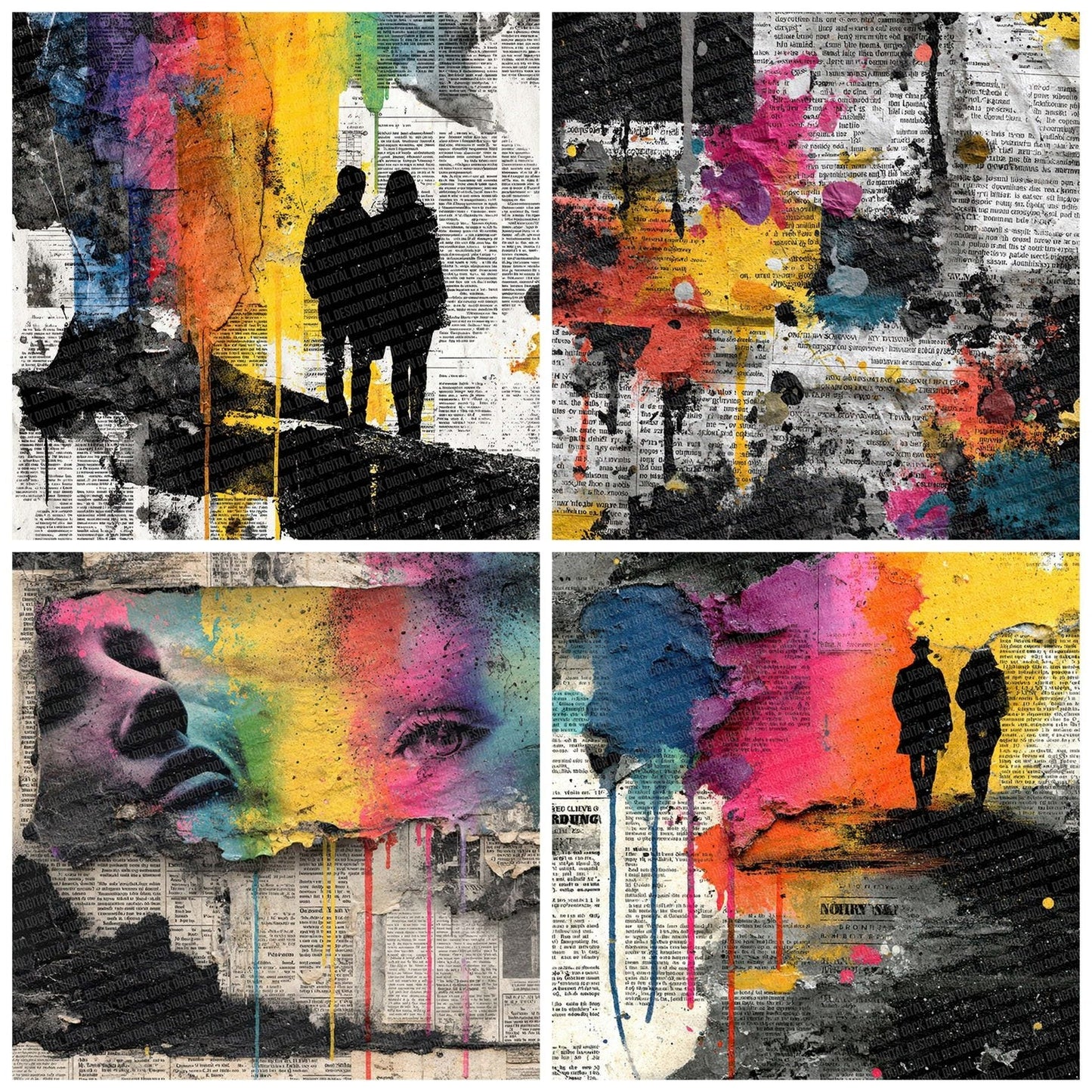 Rainbow News Riot Digital Paper Pack (DDD003149)