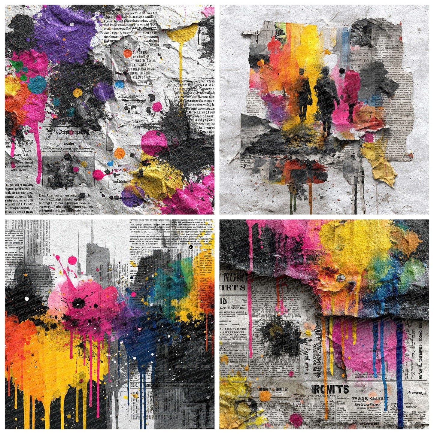 Rainbow News Riot Digital Paper Pack (DDD003149)