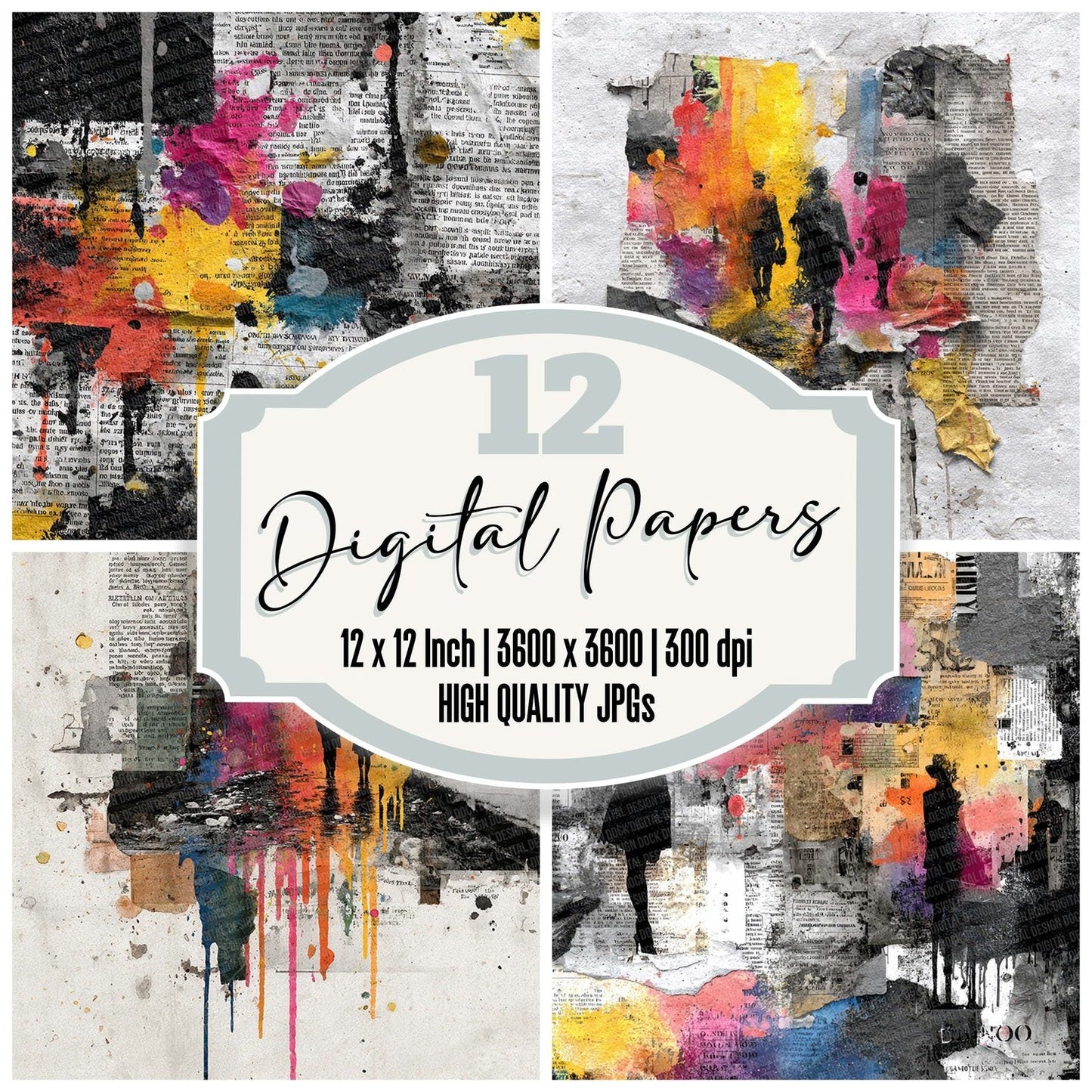 Rainbow News Riot Digital Paper Pack (DDD003149)