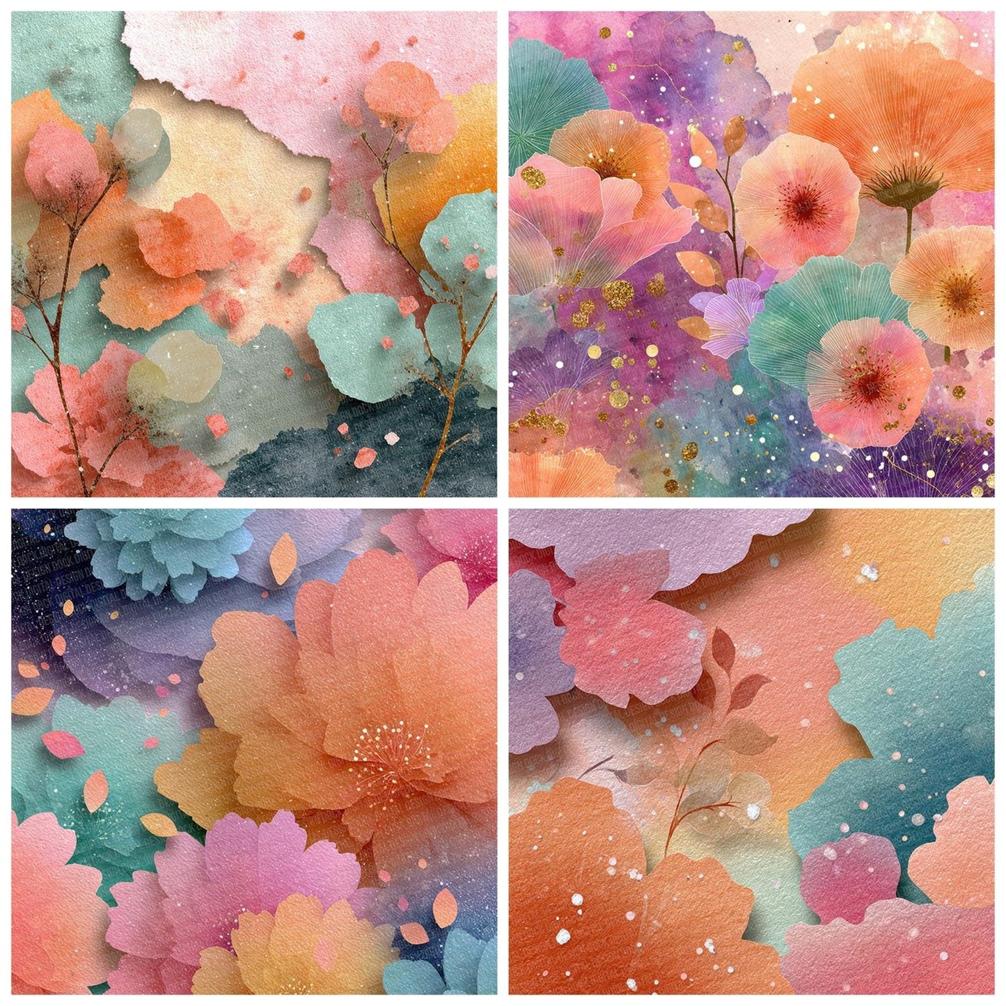 Rainbow Paper Petals Digital Paper Pack (DDD003151)