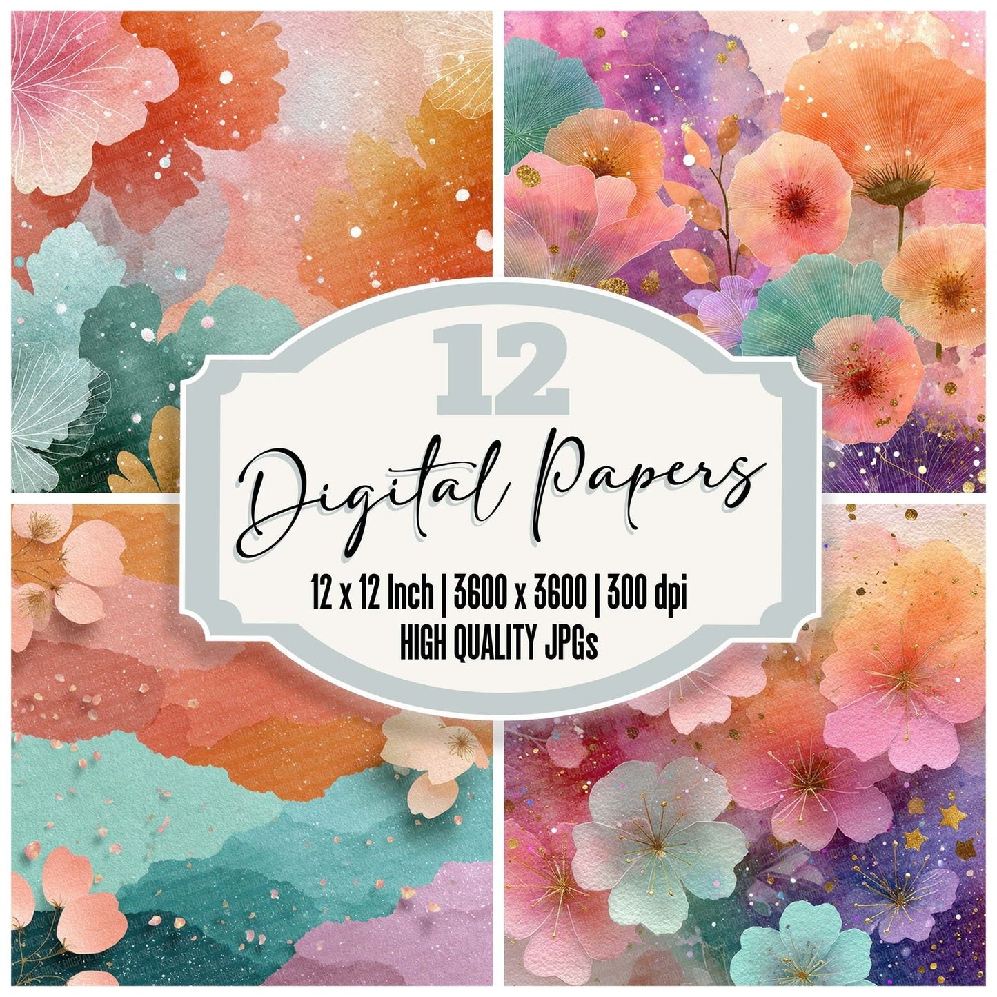 Rainbow Paper Petals Digital Paper Pack (DDD003151)