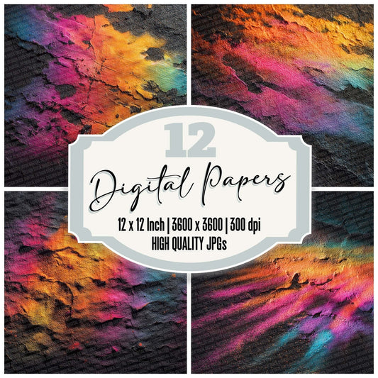 Rainbow Scorch Texture Digital Paper Pack (DDD003154)