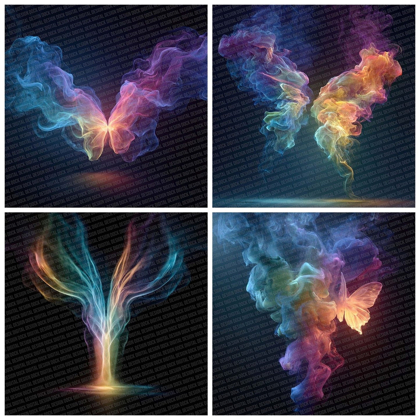 Rainbow Smoke Butterfly Digital Paper Pack (DDD003155)