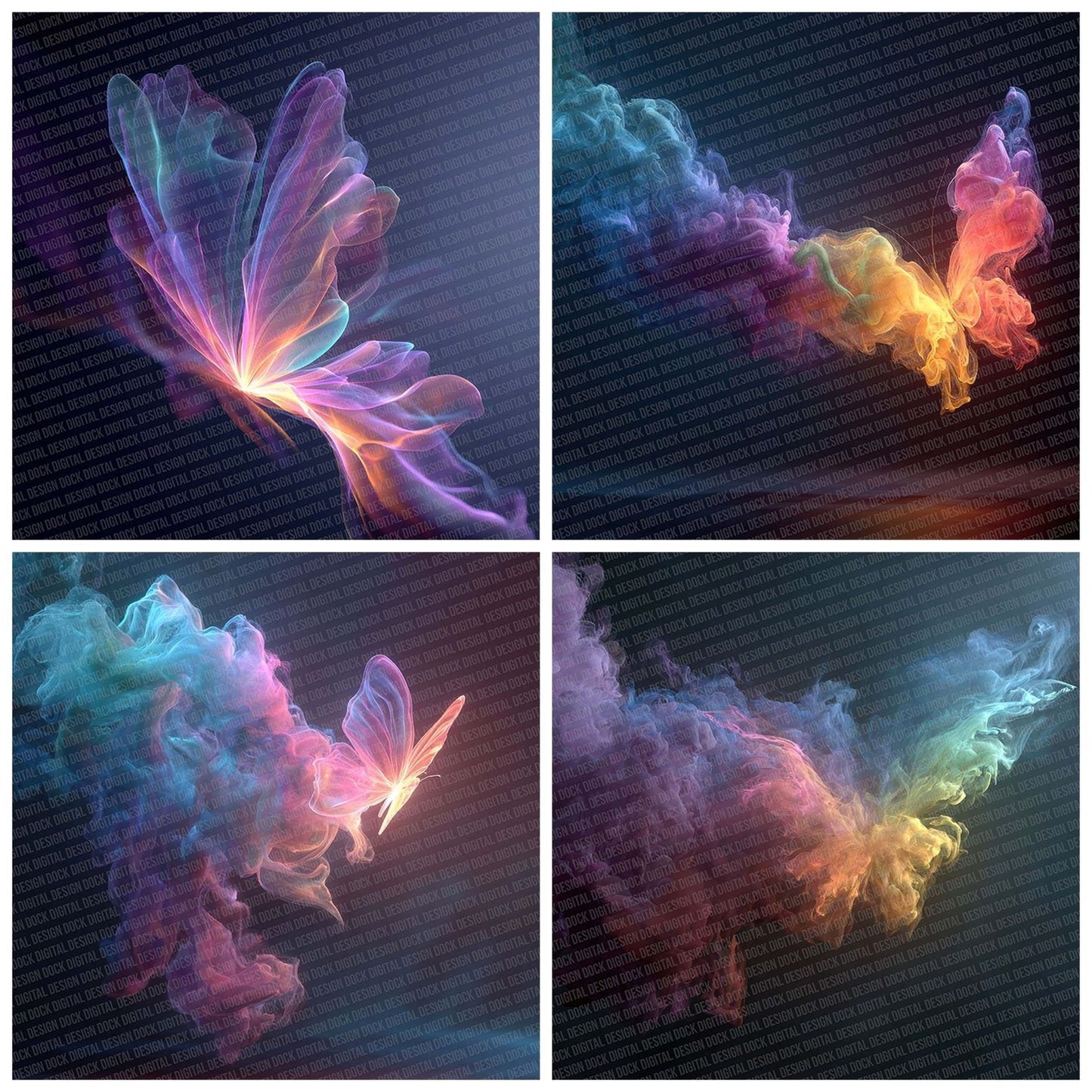 Rainbow Smoke Butterfly Digital Paper Pack (DDD003155)