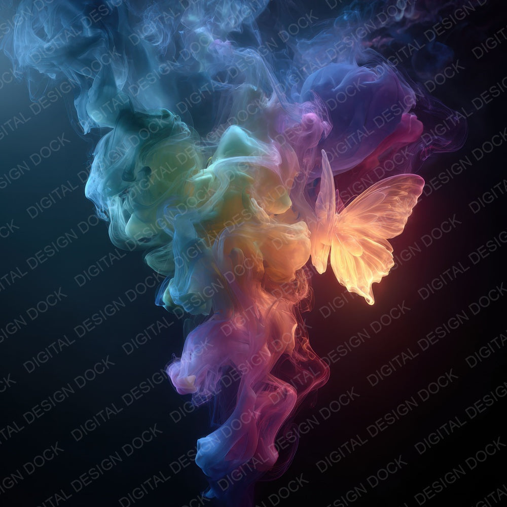 Rainbow Smoke Butterfly Digital Paper Pack (DDD003155)