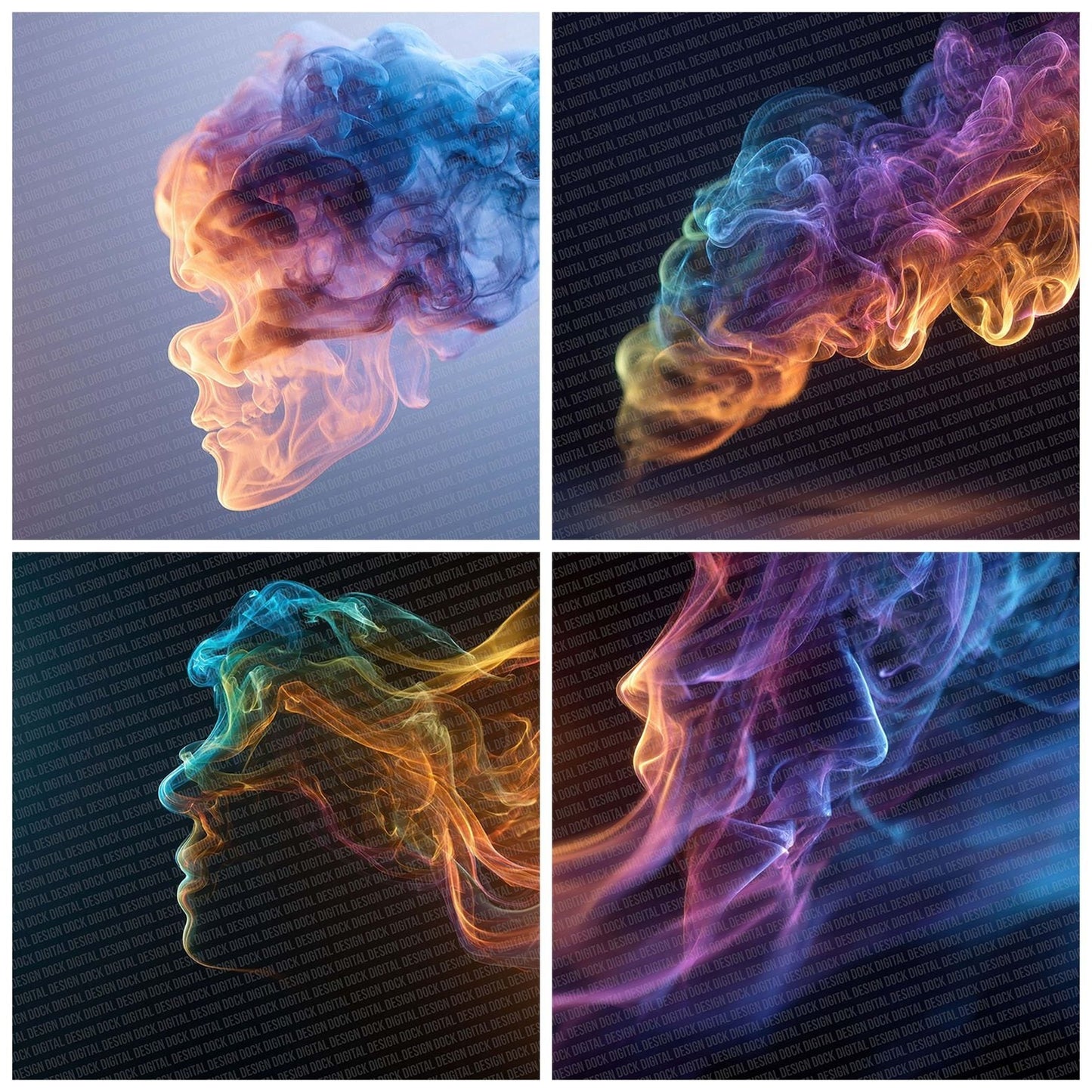 Rainbow Smoke Skull Digital Paper Pack (DDD003158)