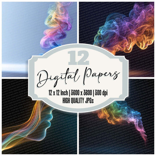 Rainbow Smoke Skull Digital Paper Pack (DDD003158)