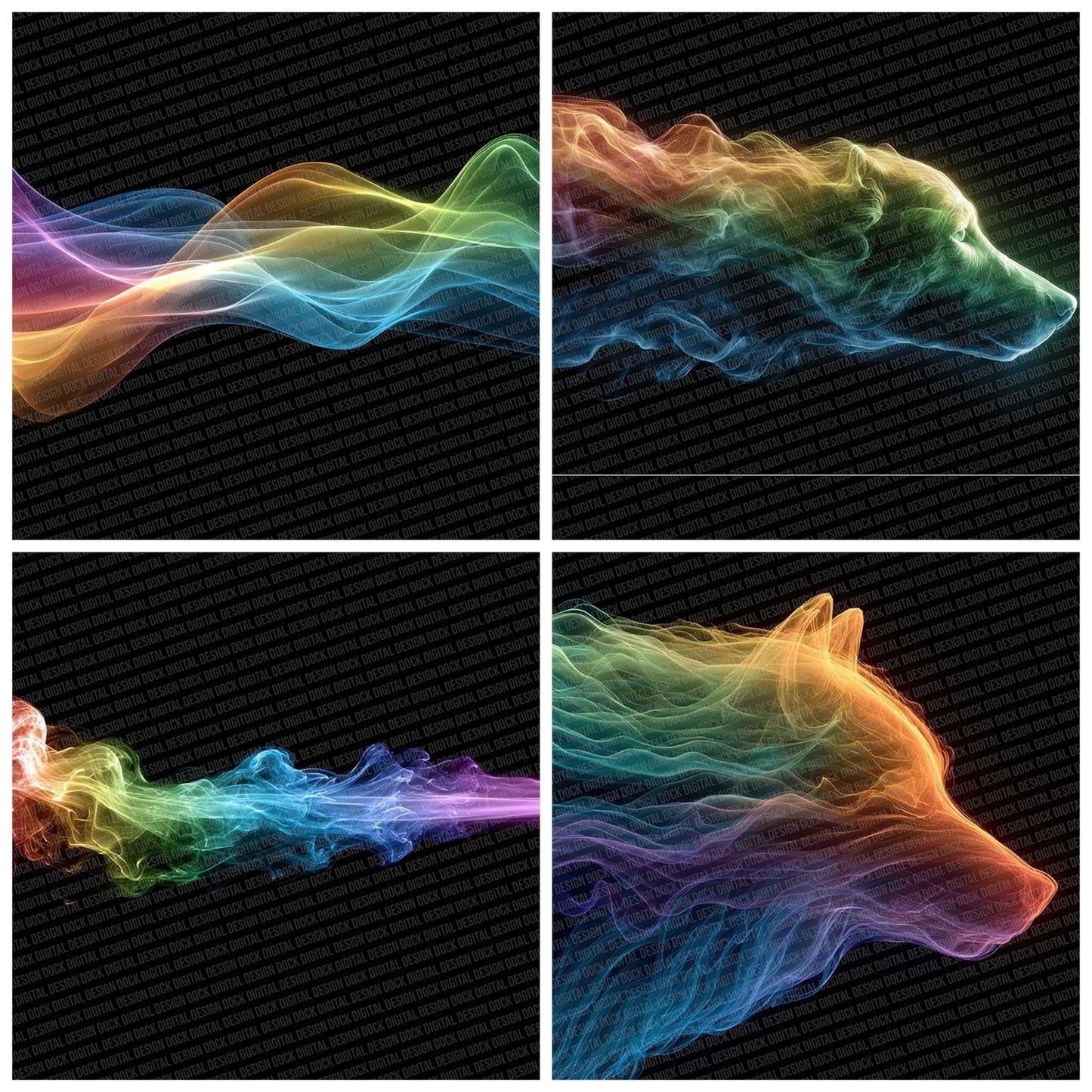 Rainbow Smoke Wolf Digital Paper Pack (DDD003159)
