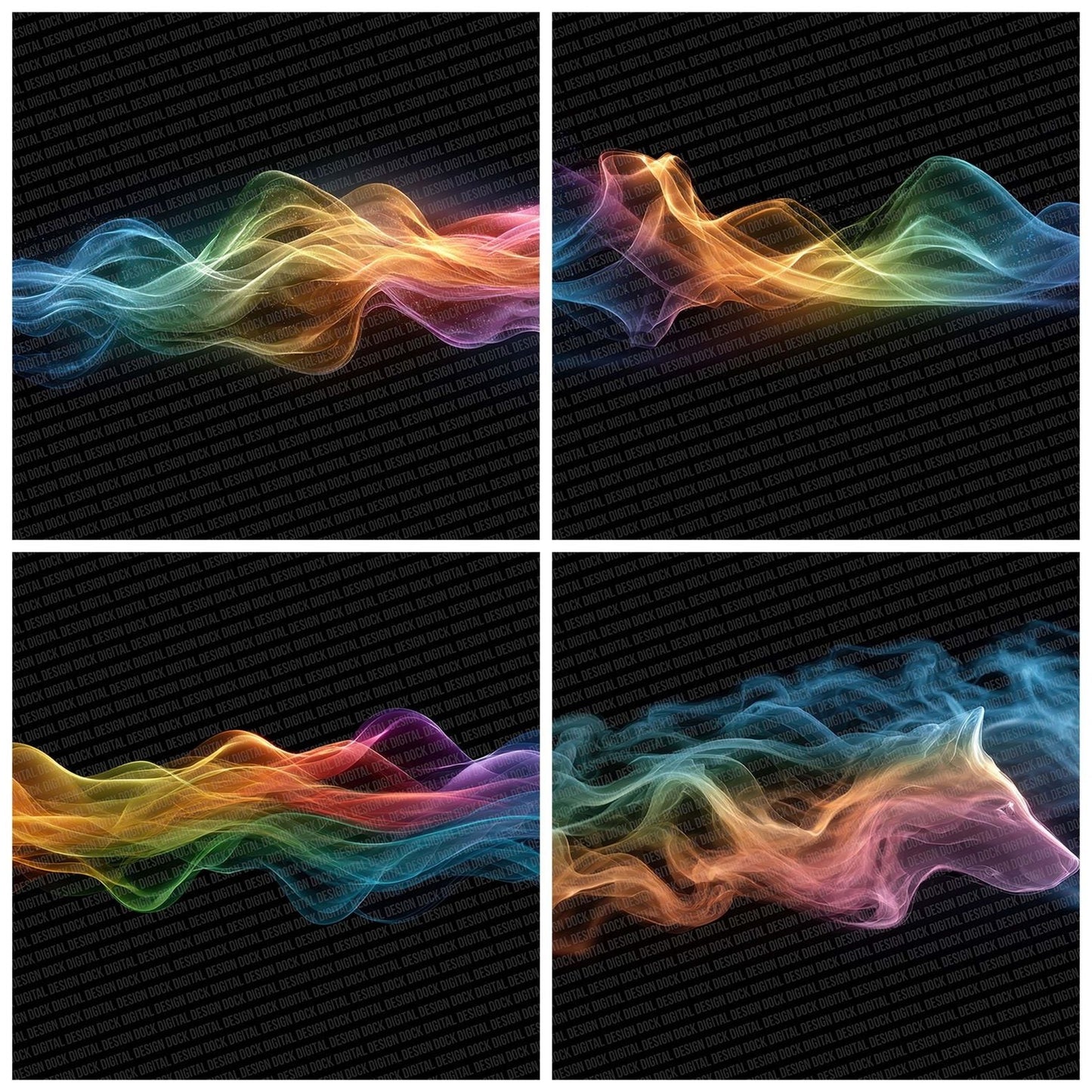Rainbow Smoke Wolf Digital Paper Pack (DDD003159)