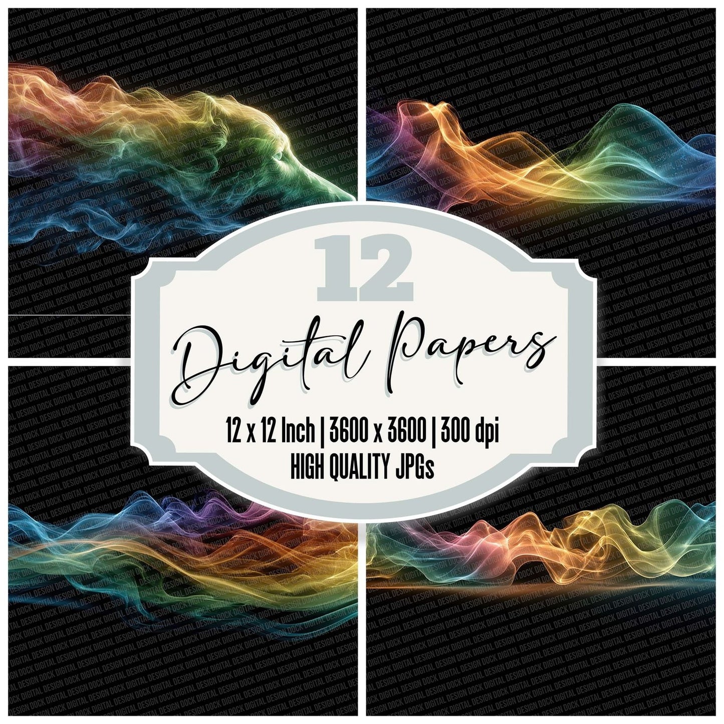 Rainbow Smoke Wolf Digital Paper Pack (DDD003159)