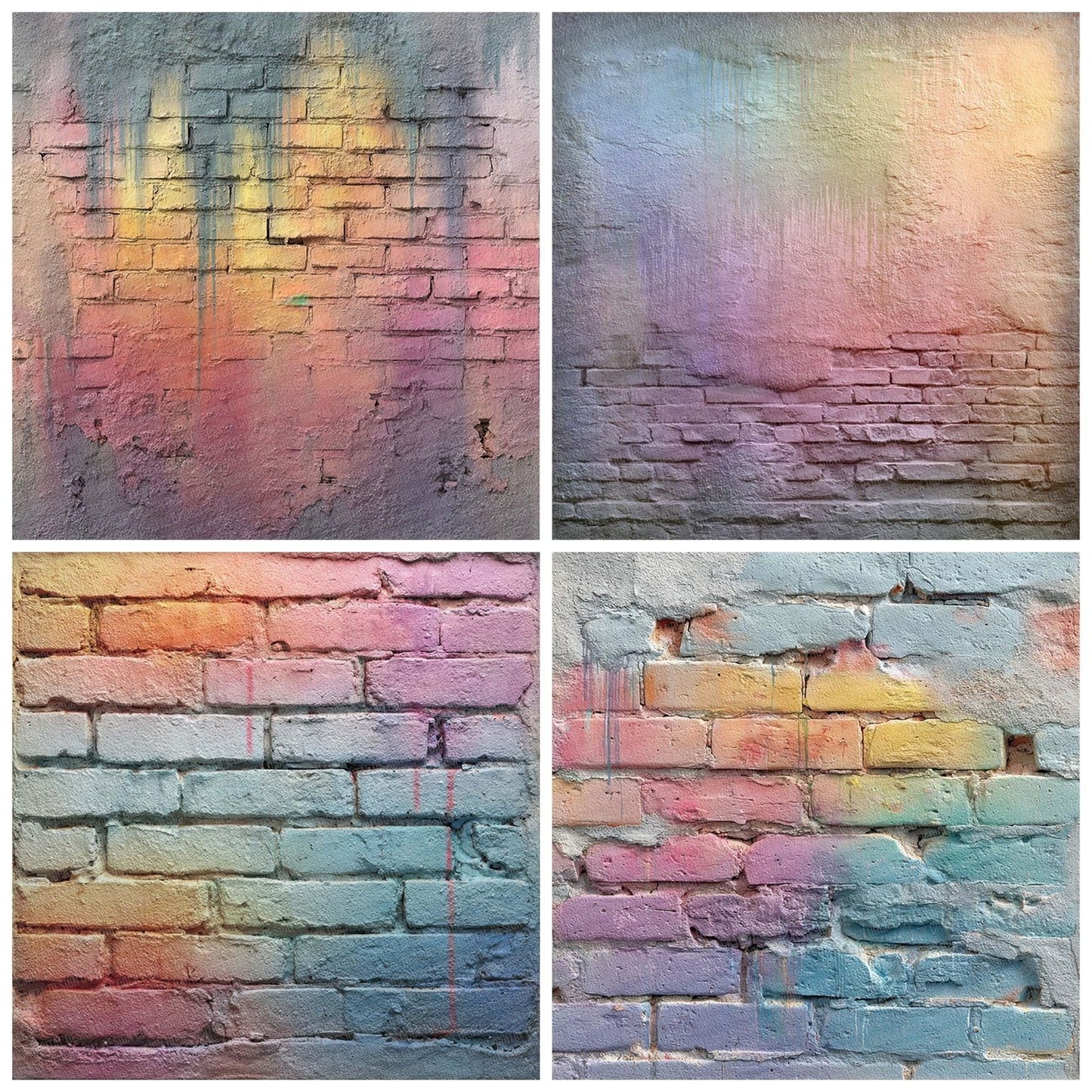 Rainbow Wash Brick Wall Digital Paper Pack (DDD003163)