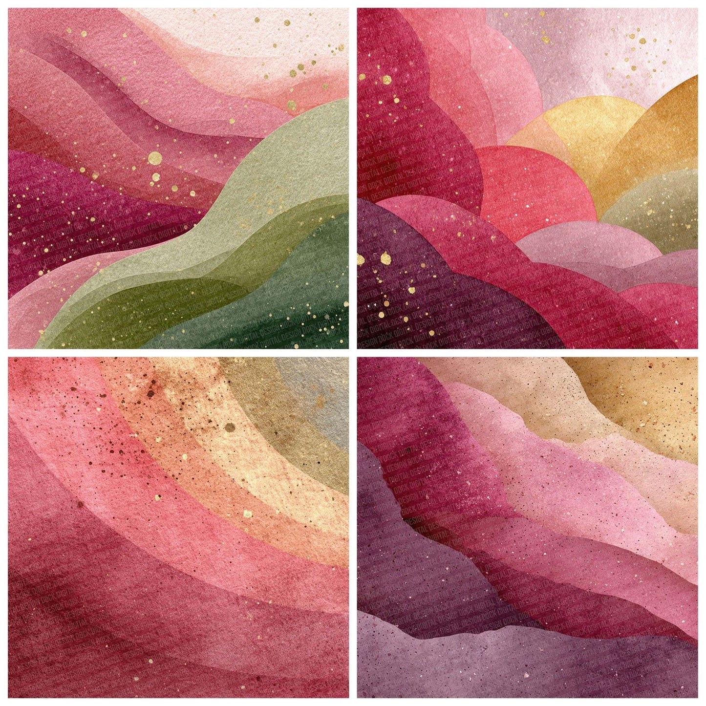 Raspberry Olive Fade Digital Paper Pack (DDD003164)