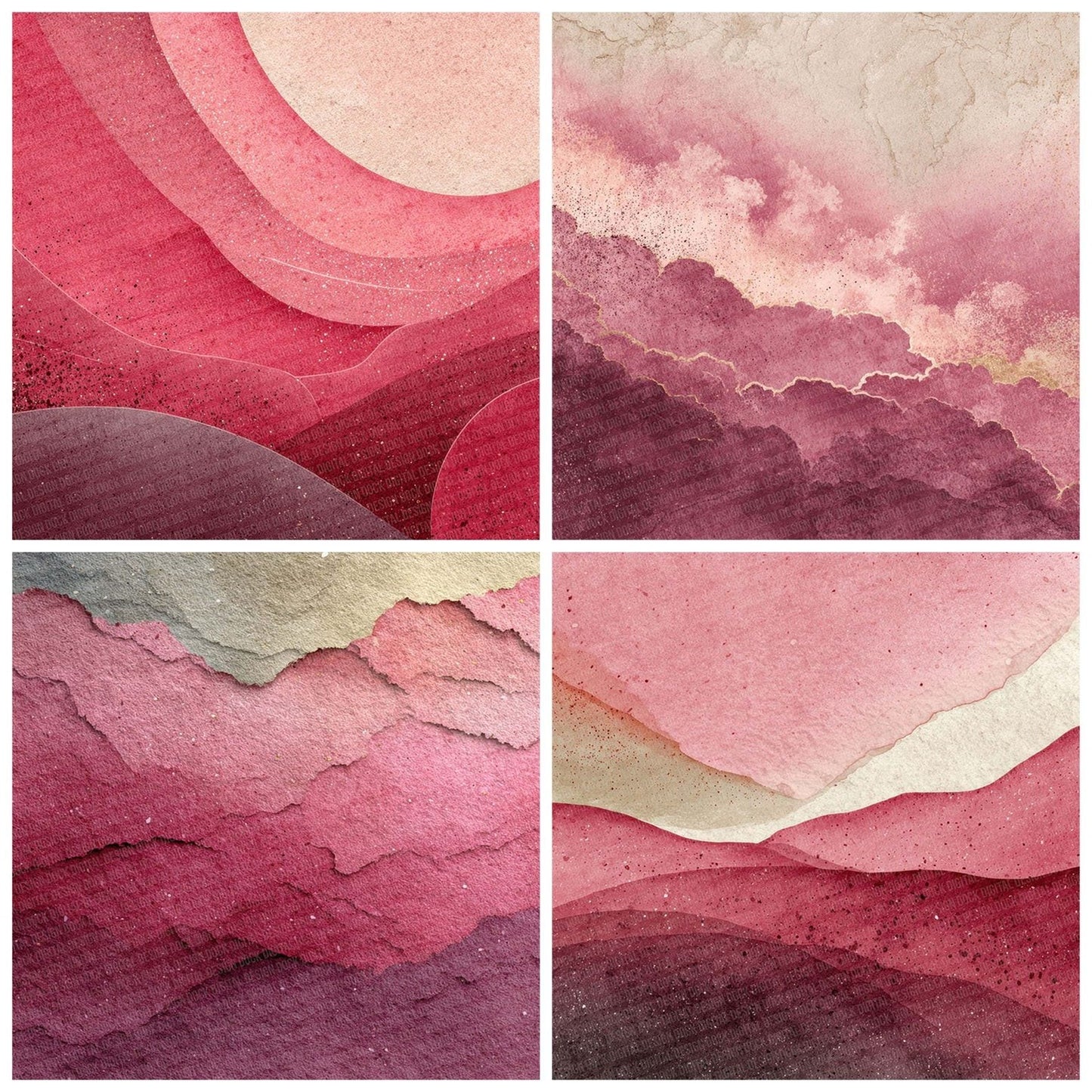 Raspberry Olive Fade Digital Paper Pack (DDD003164)