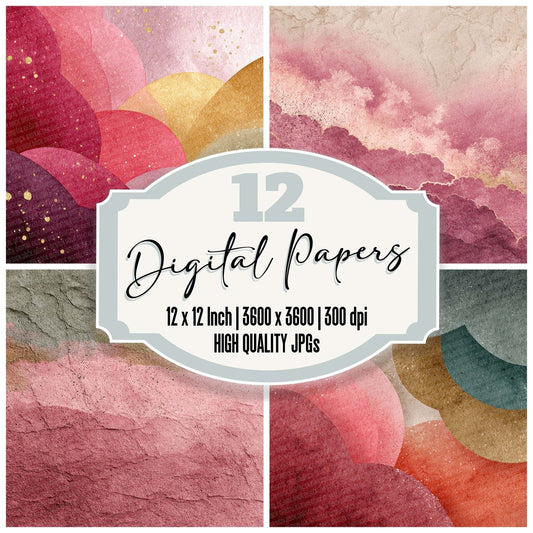Raspberry Olive Fade Digital Paper Pack (DDD003164)