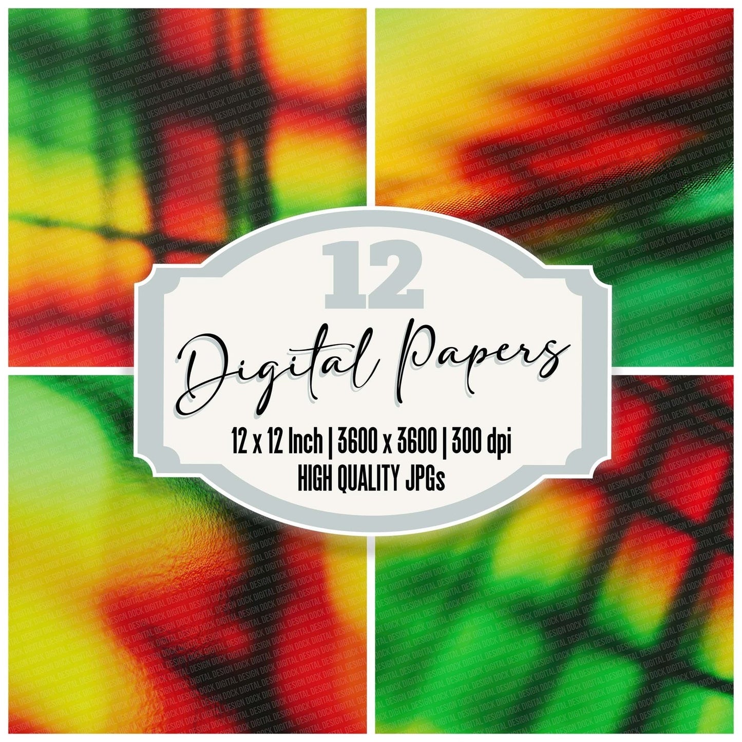 Rasta Neon Flame Blur Digital Paper Pack (DDD003166)