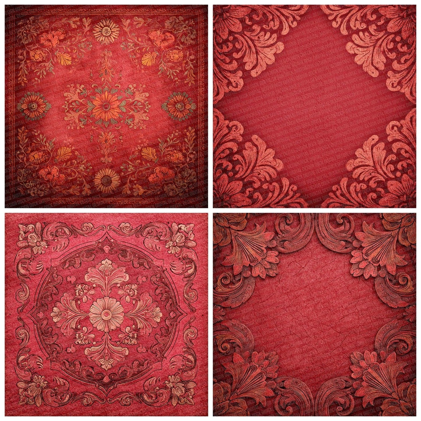 Red Cardback Background Digital Paper Pack (DDD003174)