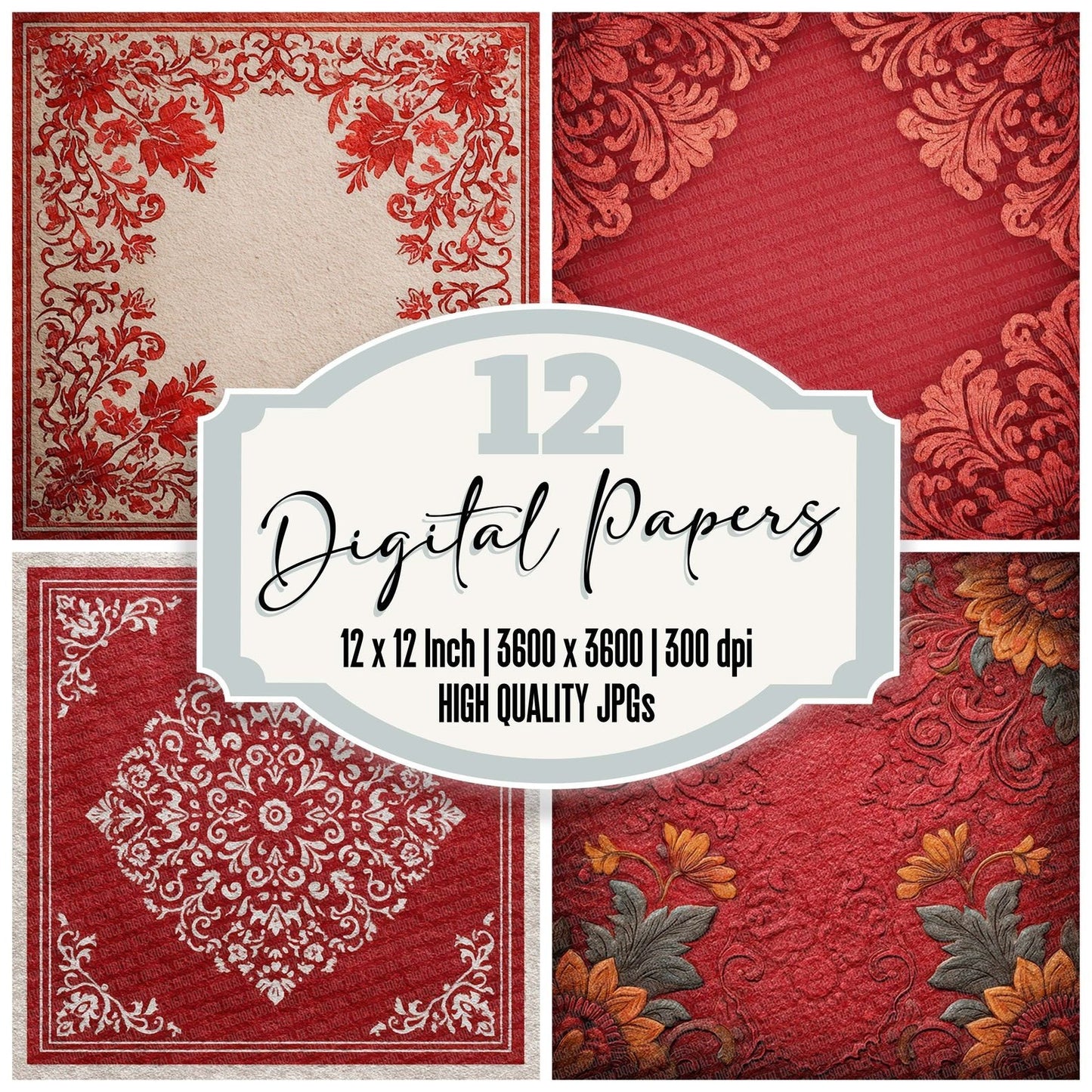 Red Cardback Background Digital Paper Pack (DDD003174)