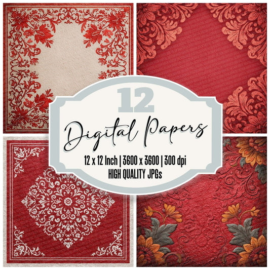 Red Cardback Background Digital Paper Pack (DDD003174)